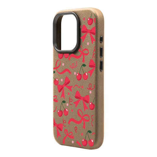 CHERRY RIBBON-Leather Premium Kılıf MagSafe Özellikli - iPhone 16 Pro Max