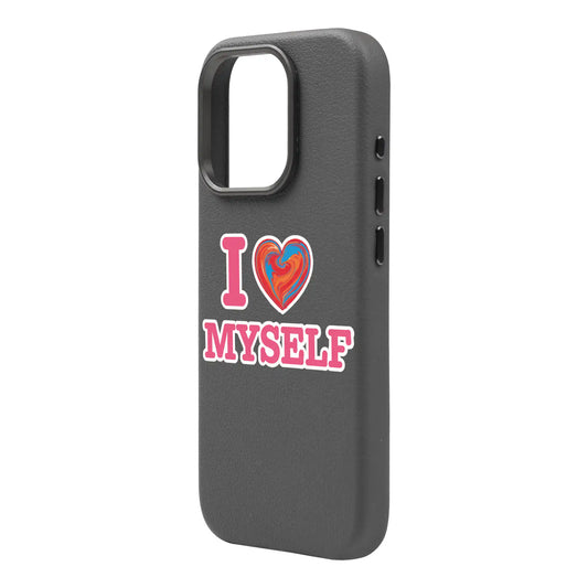 I LOVE MYSELF-Leather Premium Kılıf MagSafe Özellikli - iPhone 16 Plus