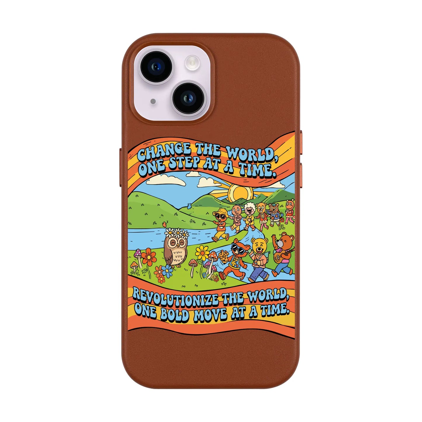 CHANGE THE WORLD-iPhone 14 Leather Kılıf MagSafe Özellikli