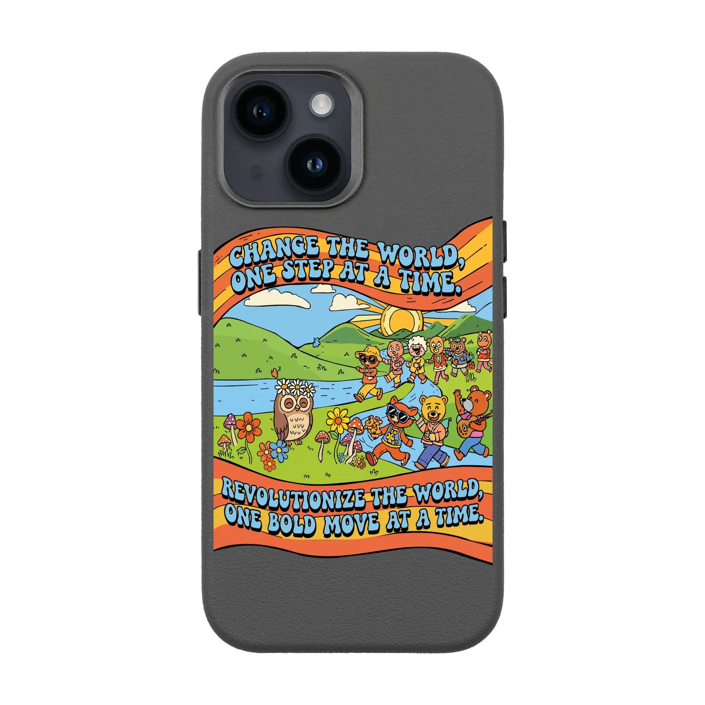 CHANGE THE WORLD-iPhone 14 Leather Premium Kılıf MagSafe Özellikli