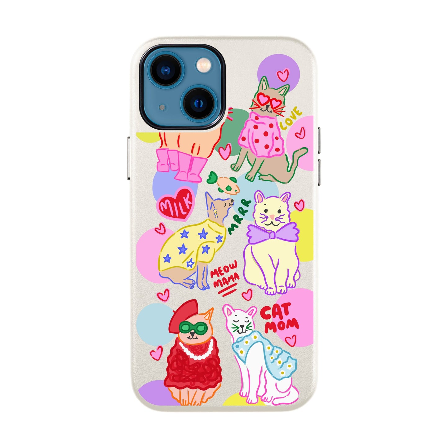 CAT MOM-iPhone 13 Mini Leather Kılıf