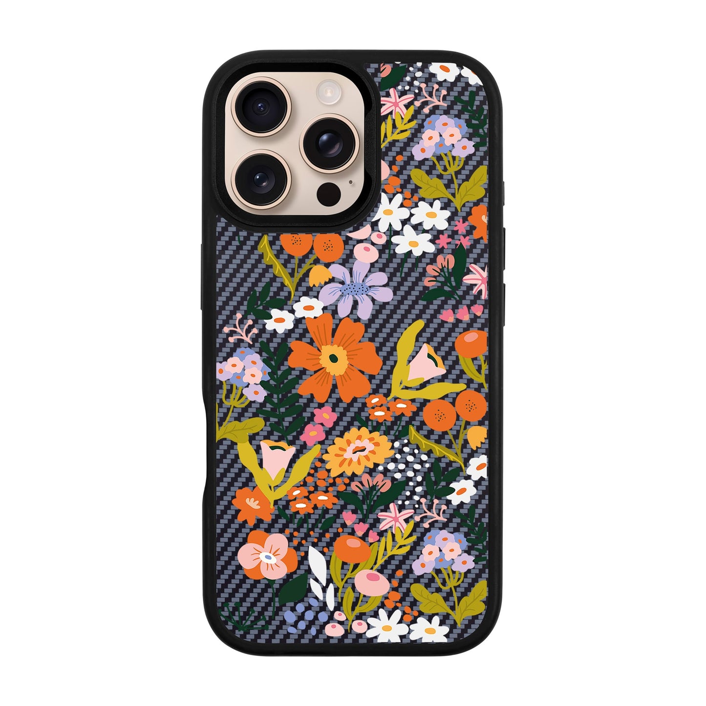 FLOWER-iPhone 16 Pro Max Plaid Kılıf MagSafe Özellikli