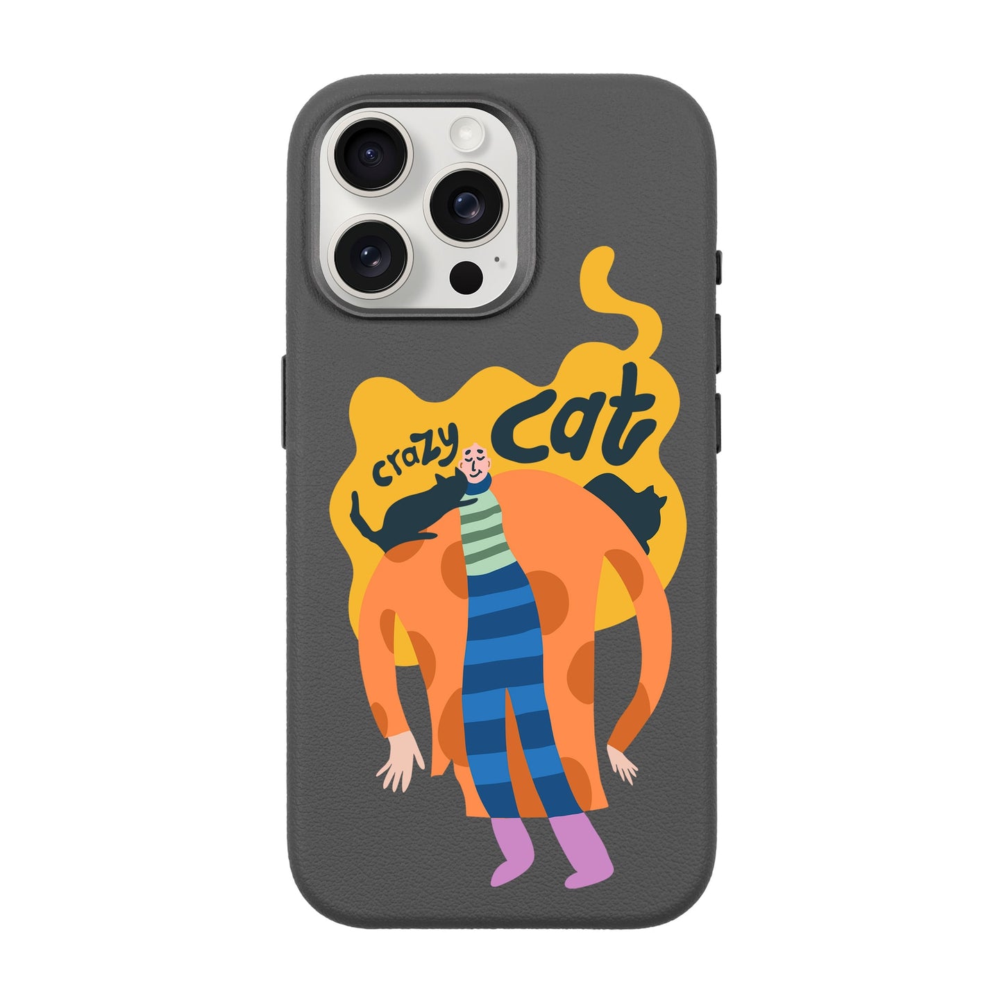 CRAZY CAT-iPhone 15 Pro Max Leather Premium Kılıf MagSafe Özellikli