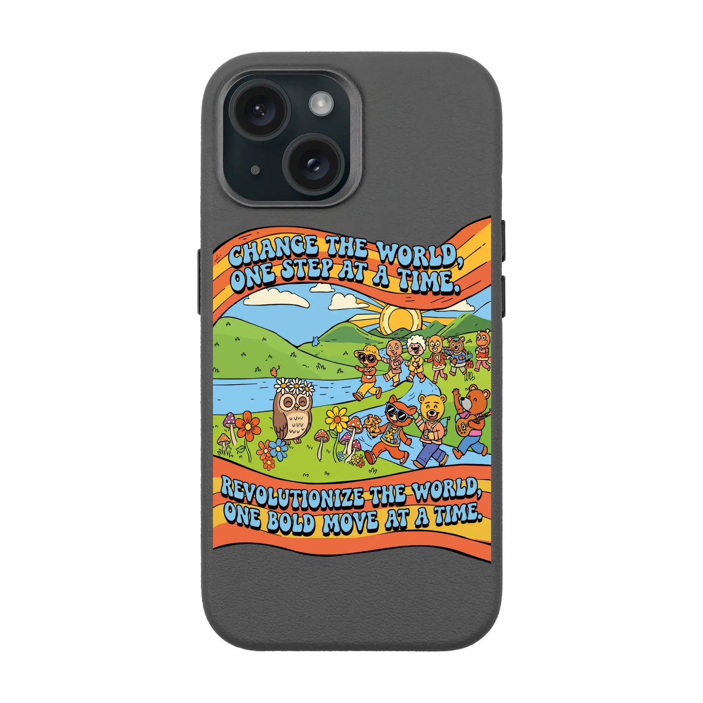 CHANGE THE WORLD-iPhone 15 Leather Premium Kılıf MagSafe Özellikli