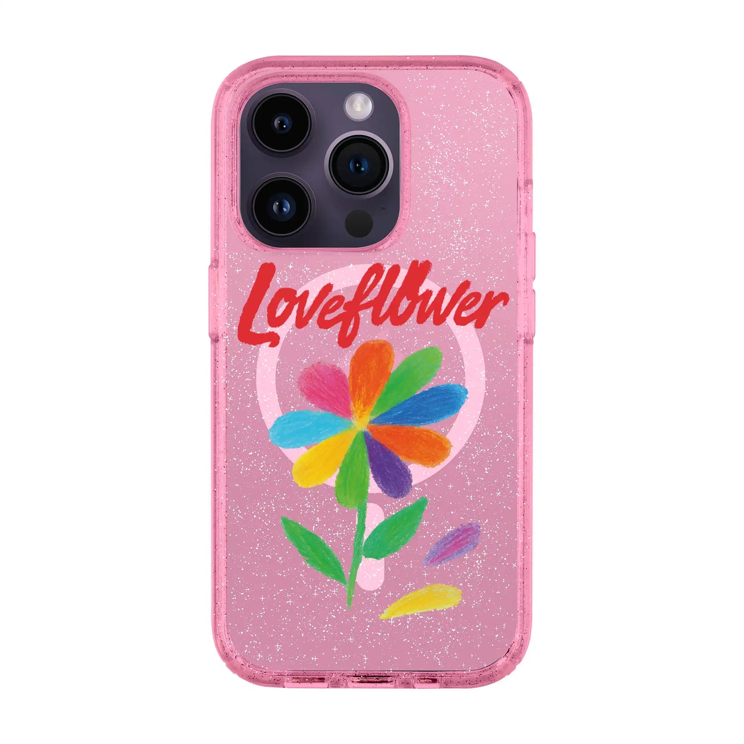 LOVE FLOWER-iPhone 14 Pro Shiny Kılıf MagSafe Özellikli