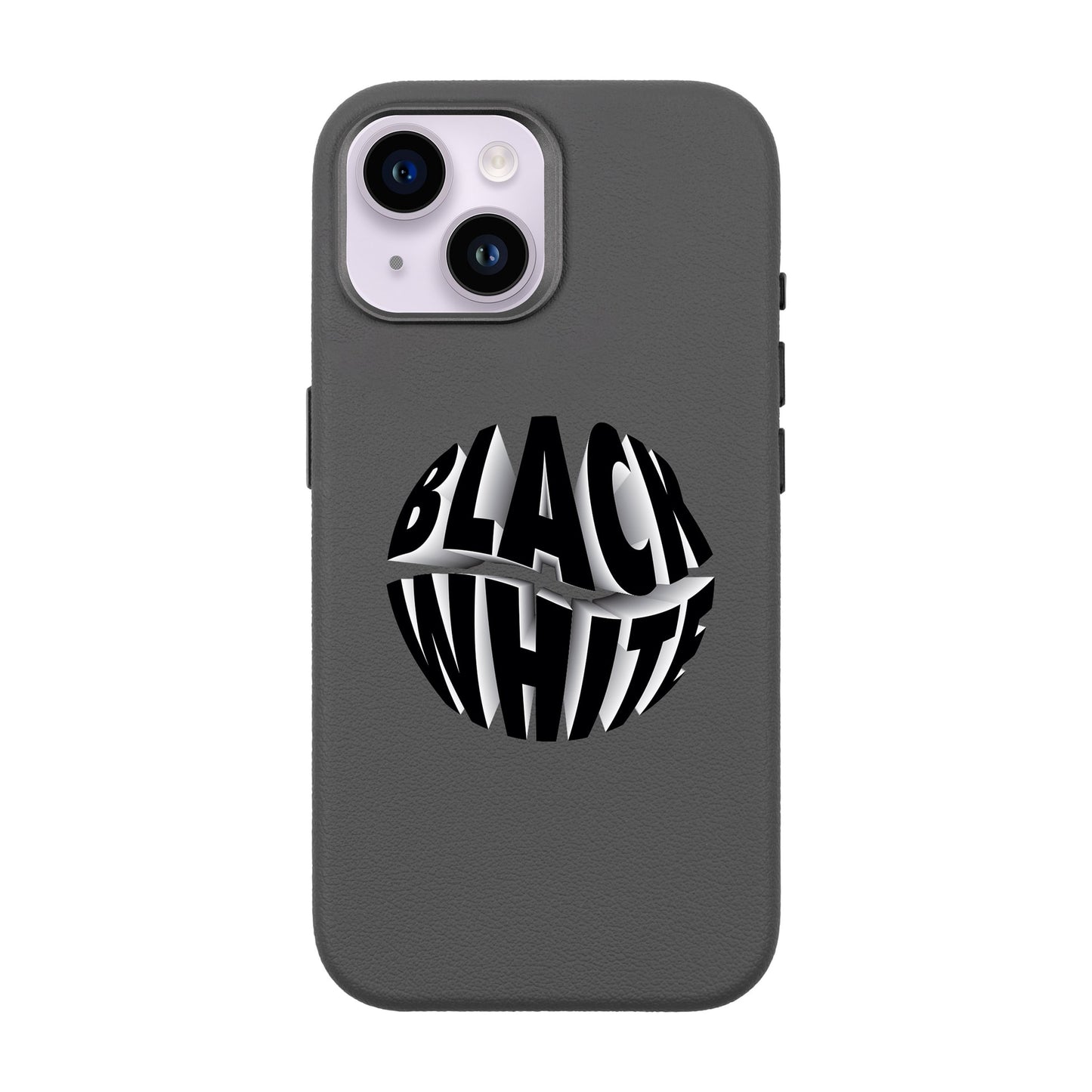 BLACK WHITE-iPhone 13 Leather Premium Kılıf MagSafe Özellikli