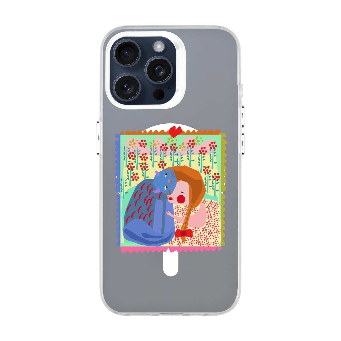 KEDİ POSTA PULU-iPhone 15 Pro Max Hold Kılıf MagSafe Özellikli