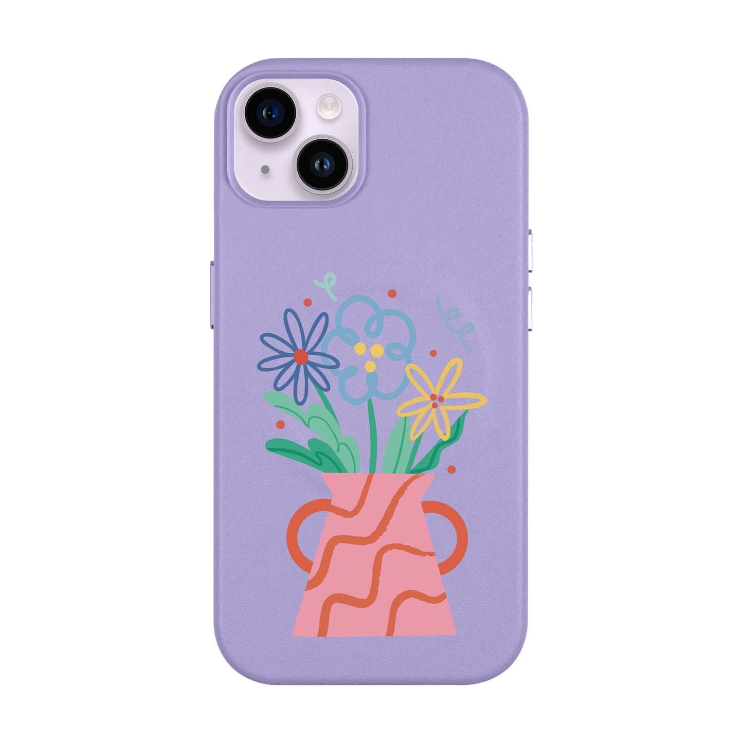 PINK VASE-iPhone 14 Plus Leather Kılıf MagSafe Özellikli