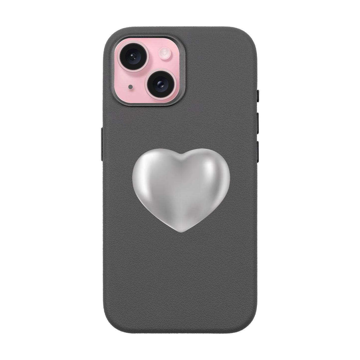 SILVER HEART-iPhone 15 Leather Premium Kılıf MagSafe Özellikli