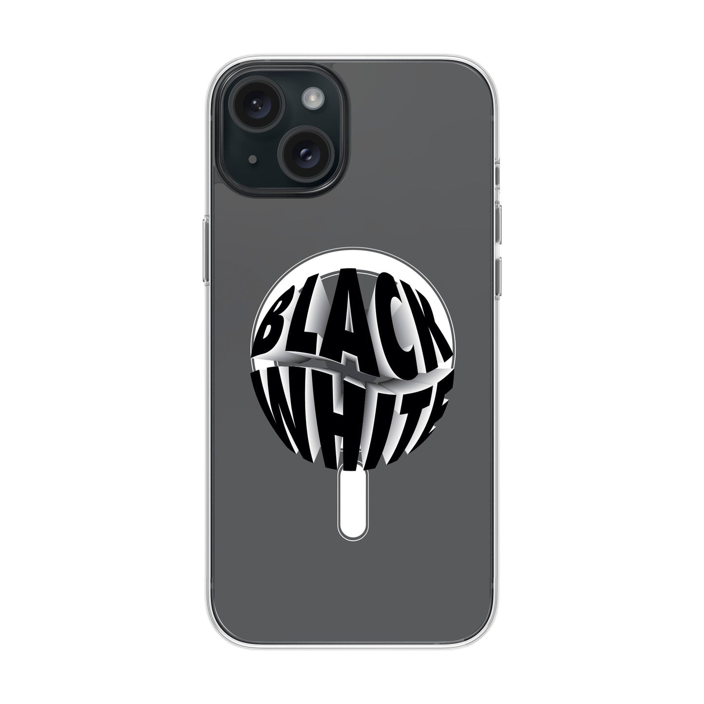 BLACK WHITE-iPhone 15 Plus Solid Kılıf MagSafe Özellikli