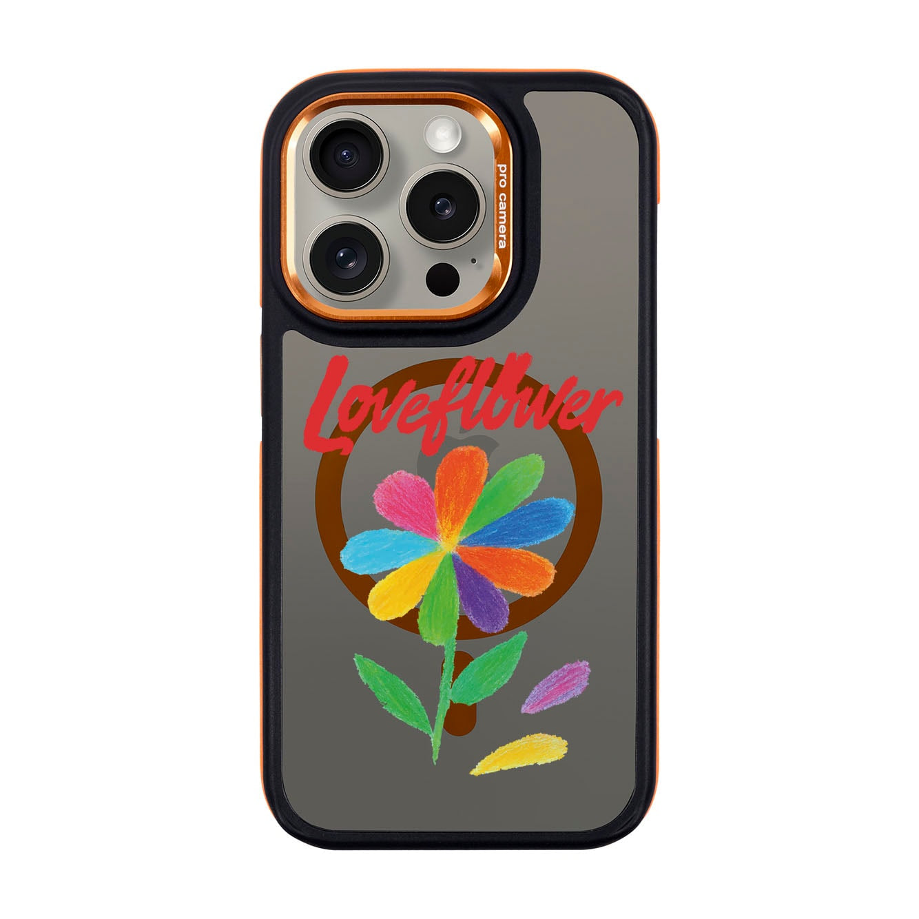 LOVE FLOWER-iPhone 15 Pro Dark Kılıf MagSafe Özellikli