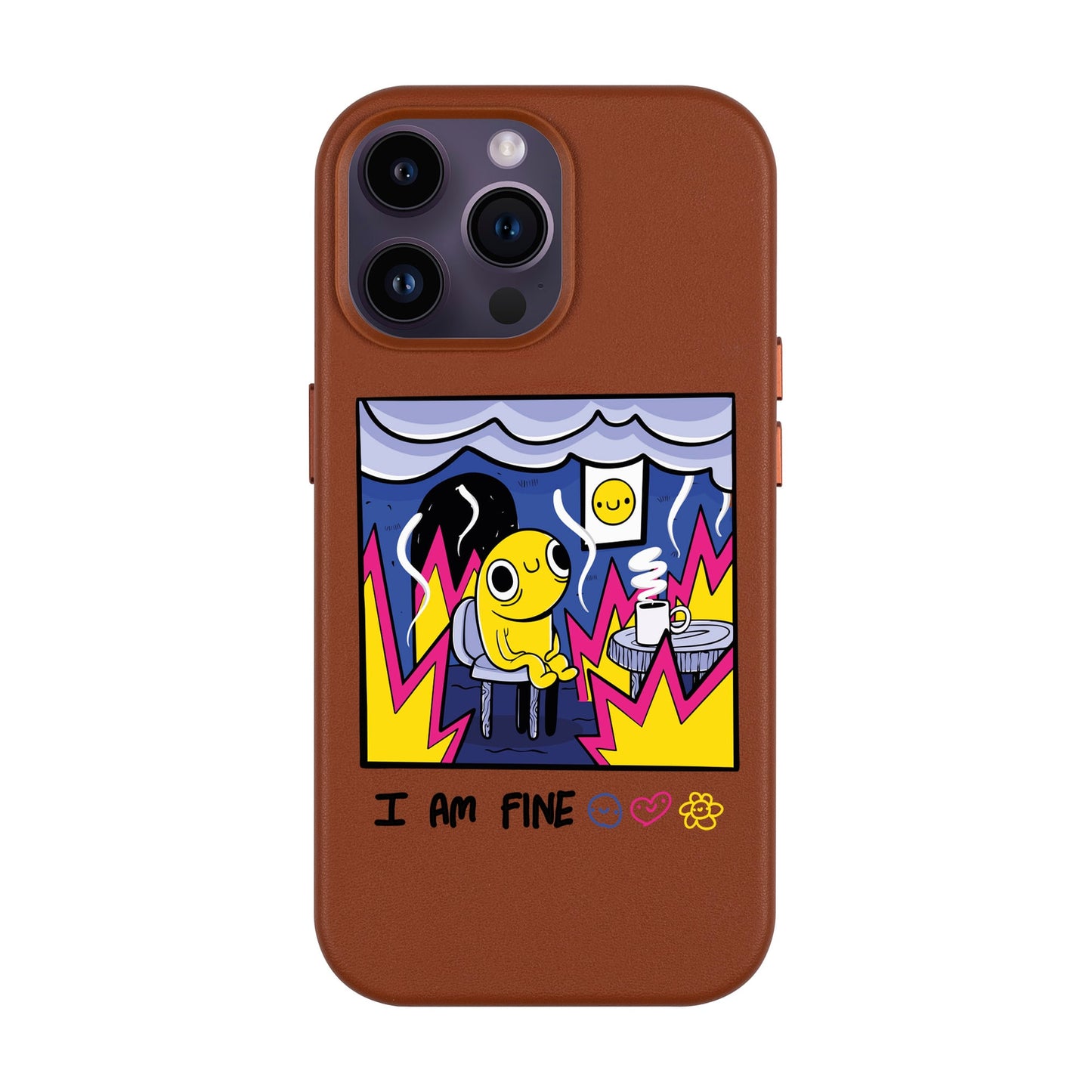 I AM FINE-iPhone 14 Pro Max Leather Kılıf MagSafe Özellikli