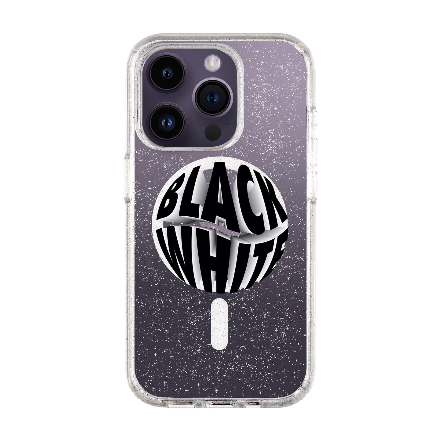 BLACK WHITE-iPhone 14 Pro Shiny Kılıf MagSafe Özellikli