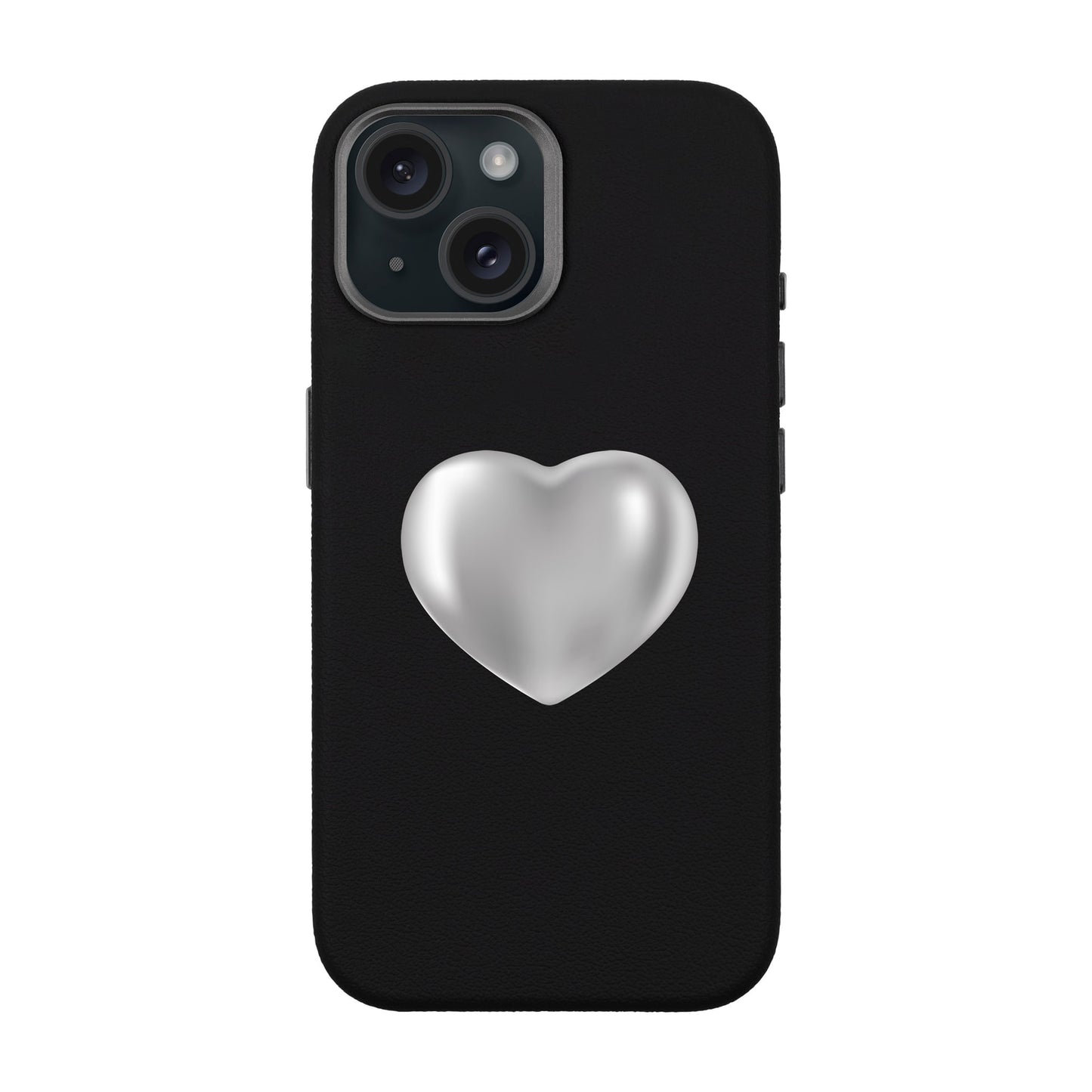 SILVER HEART-iPhone 15 Leather Premium Kılıf MagSafe Özellikli