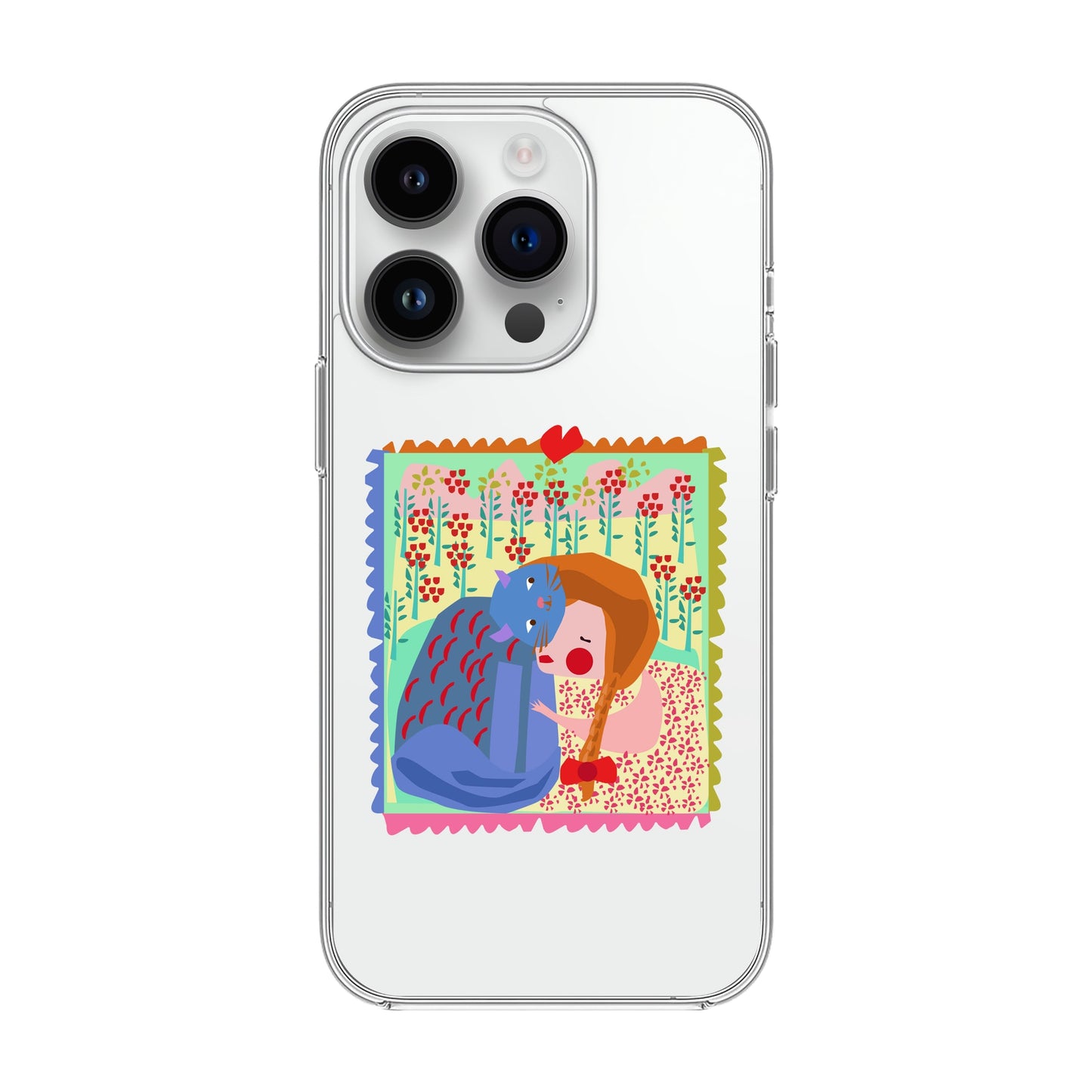 KEDİ POSTA PULU-iPhone 14 Pro Solid Kılıf