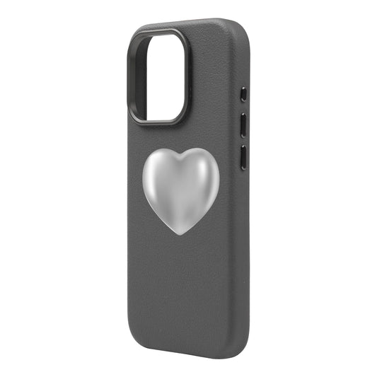 SILVER HEART-Leather Premium Kılıf MagSafe Özellikli - iPhone 15 Pro Max