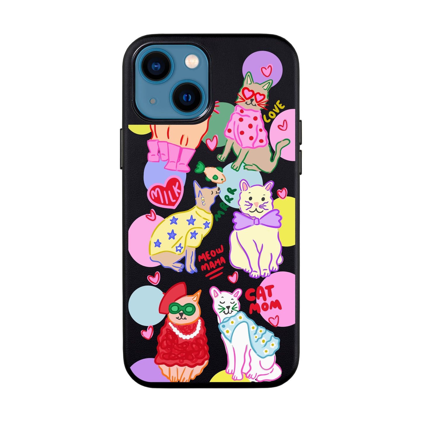CAT MOM-iPhone 14 Leather Kılıf