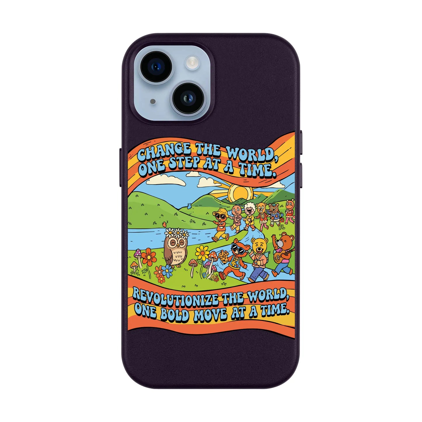 CHANGE THE WORLD-iPhone 14 Leather Kılıf MagSafe Özellikli
