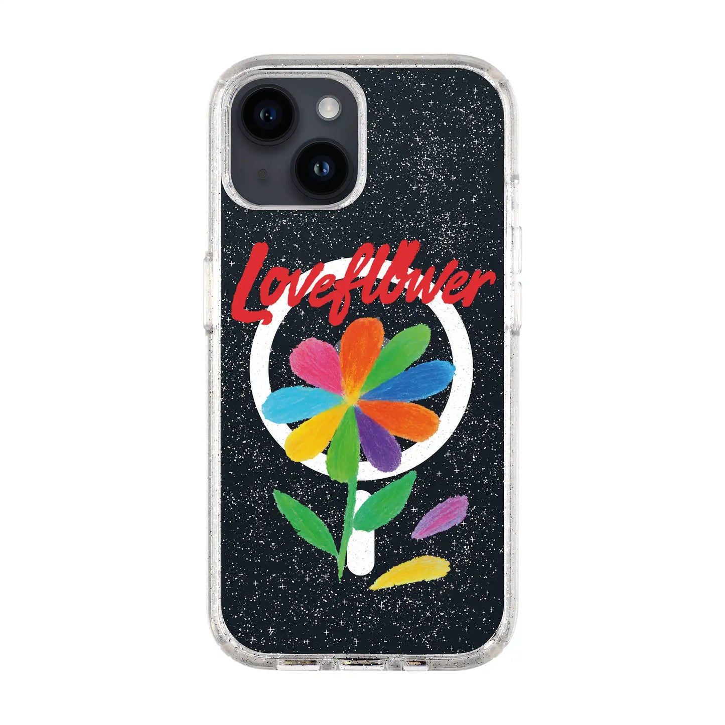 LOVE FLOWER-iPhone 14 Plus Shiny Kılıf MagSafe Özellikli