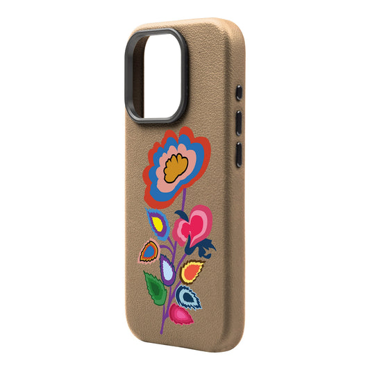 KNITTED FLOWER-Leather Premium Kılıf MagSafe Özellikli - iPhone 16 Pro Max