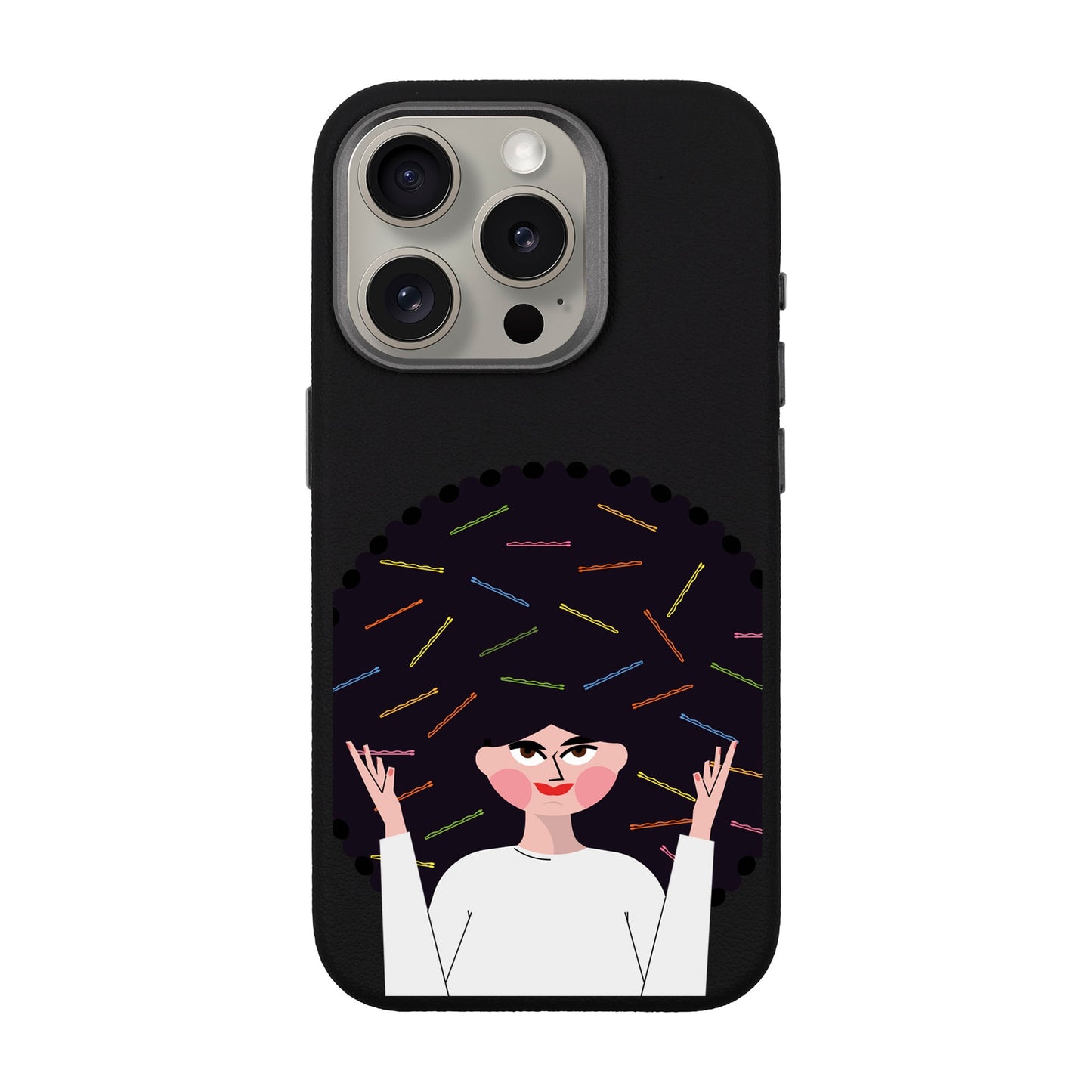 TANGLES OF HAPPINESS-iPhone 15 Pro Leather Premium Kılıf MagSafe Özellikli