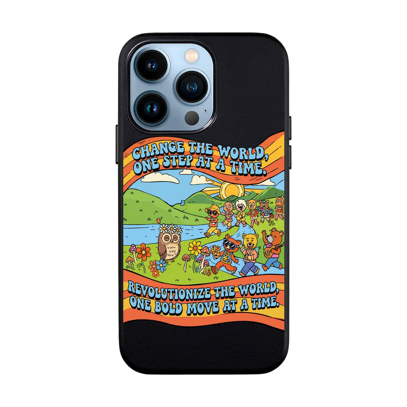 CHANGE THE WORLD-iPhone 13 Mini Leather Kılıf