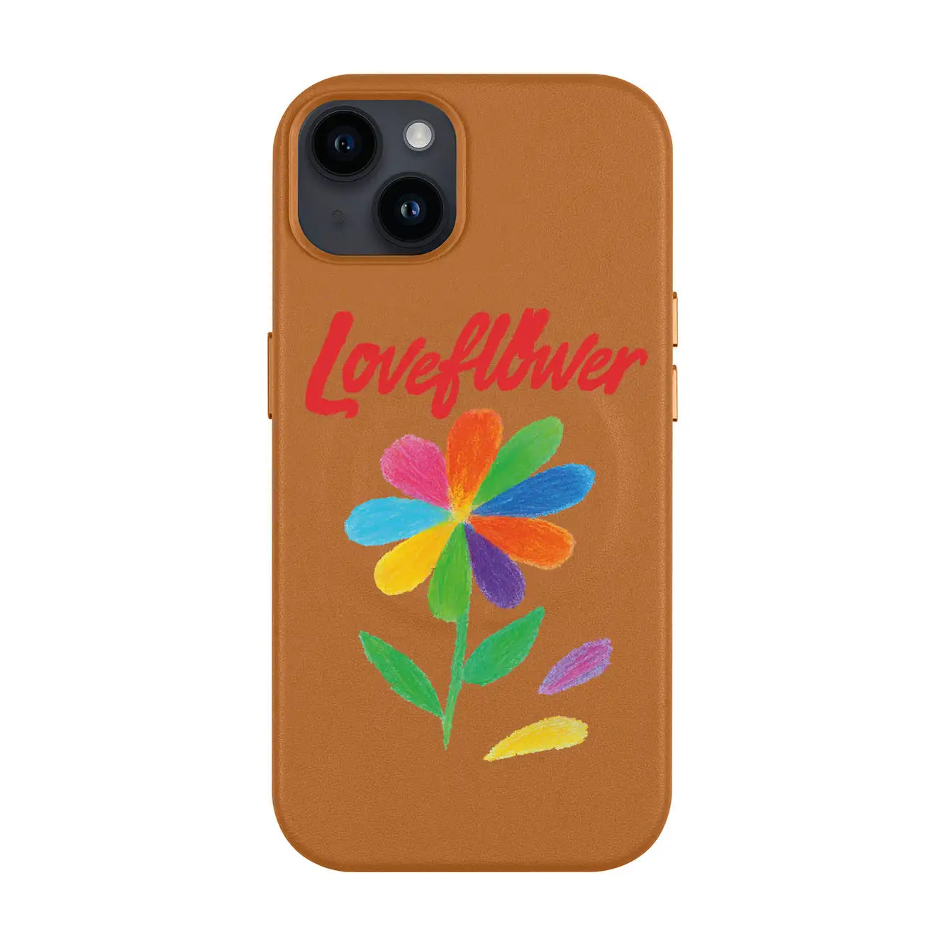 LOVE FLOWER-iPhone 14 Plus Leather Kılıf MagSafe Özellikli