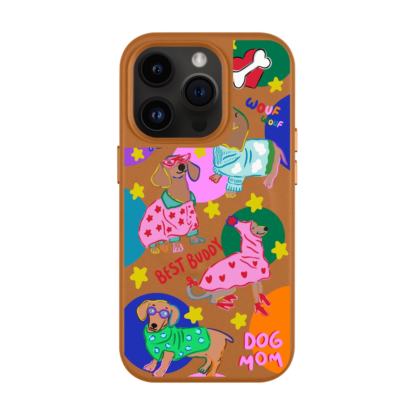 DOG MOM-iPhone 14 Pro Leather Kılıf MagSafe Özellikli