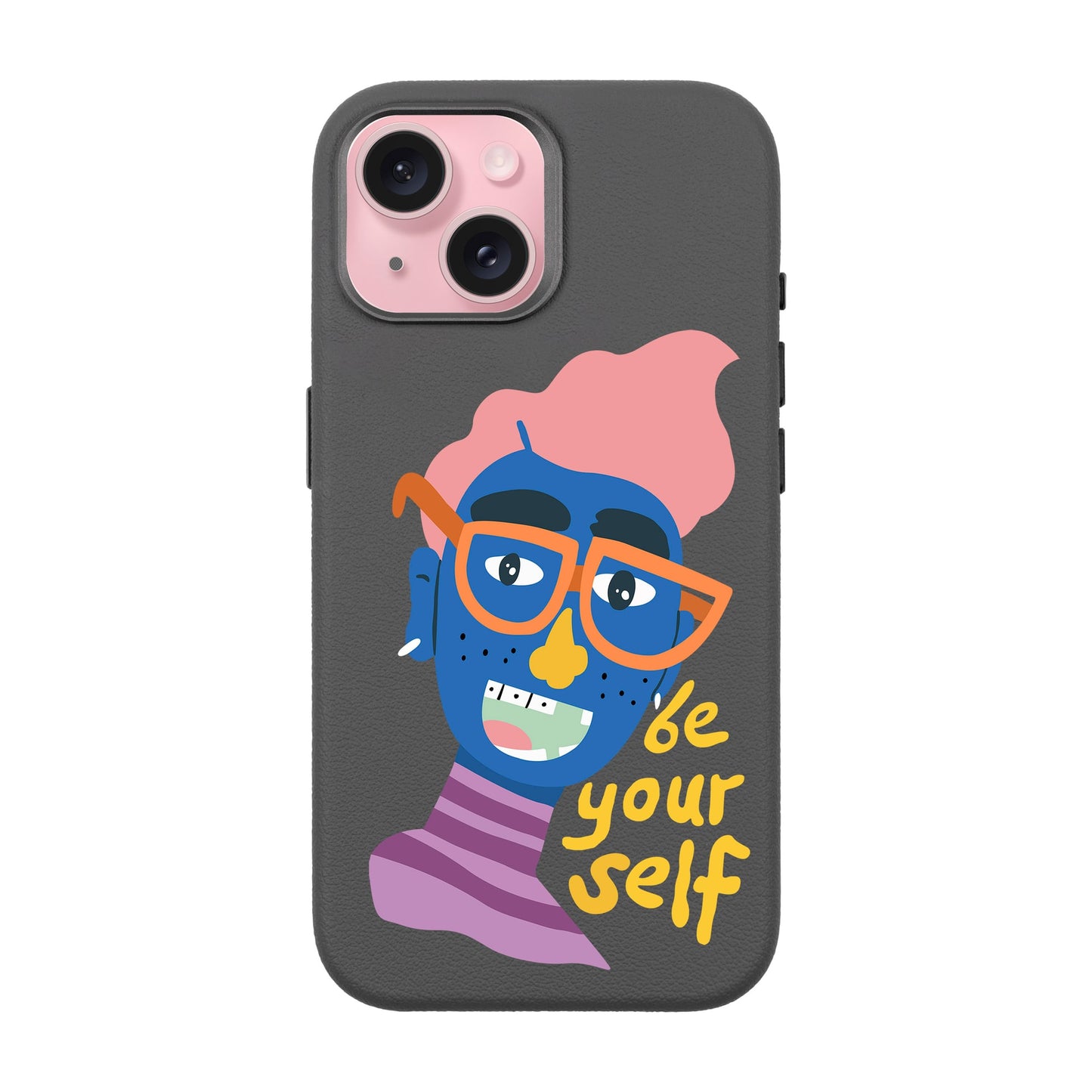 BE YOURSELF-iPhone 15 Leather Premium Kılıf MagSafe Özellikli