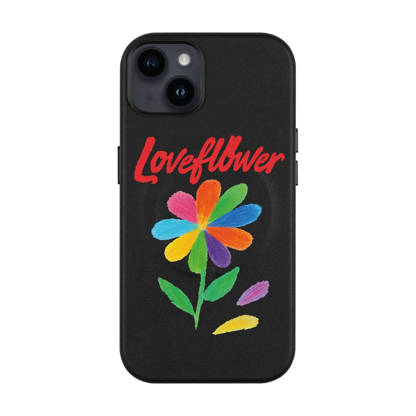 LOVE FLOWER-iPhone 14 Plus Leather Kılıf MagSafe Özellikli