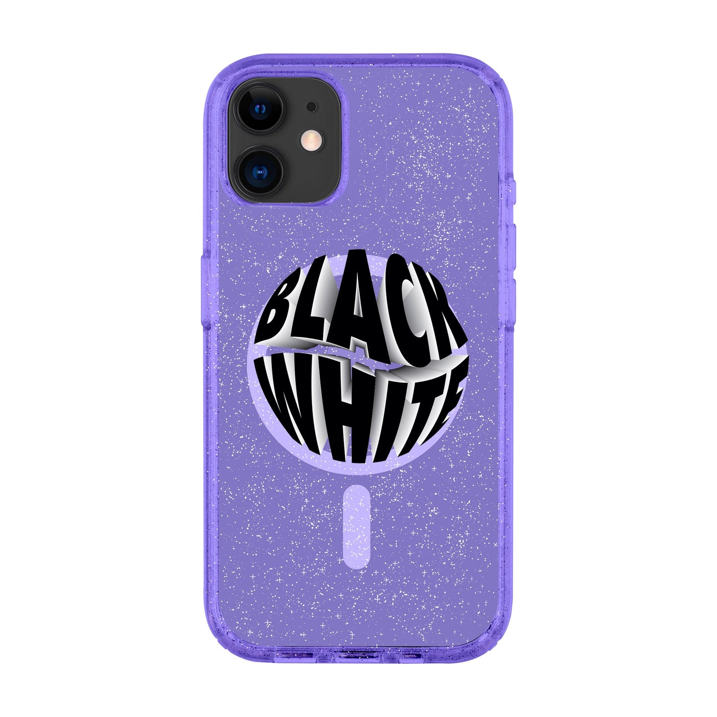 BLACK WHITE-iPhone 11 Shiny Kılıf MagSafe Özellikli