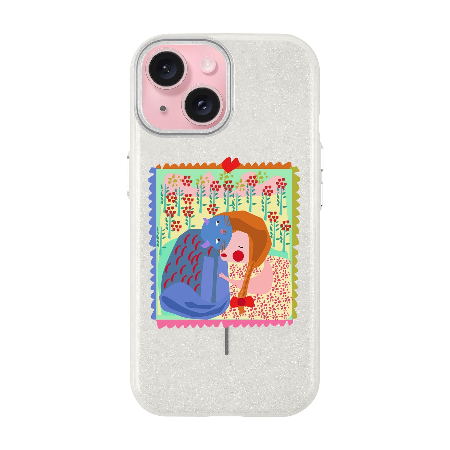 KEDİ POSTA PULU-iPhone 15 Plus Radiant Kılıf MagSafe Özellikli