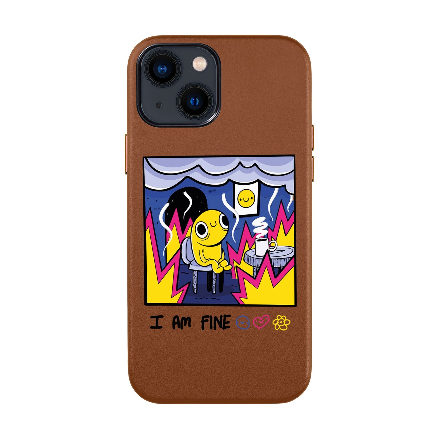 I AM FINE-iPhone 14 Leather Kılıf
