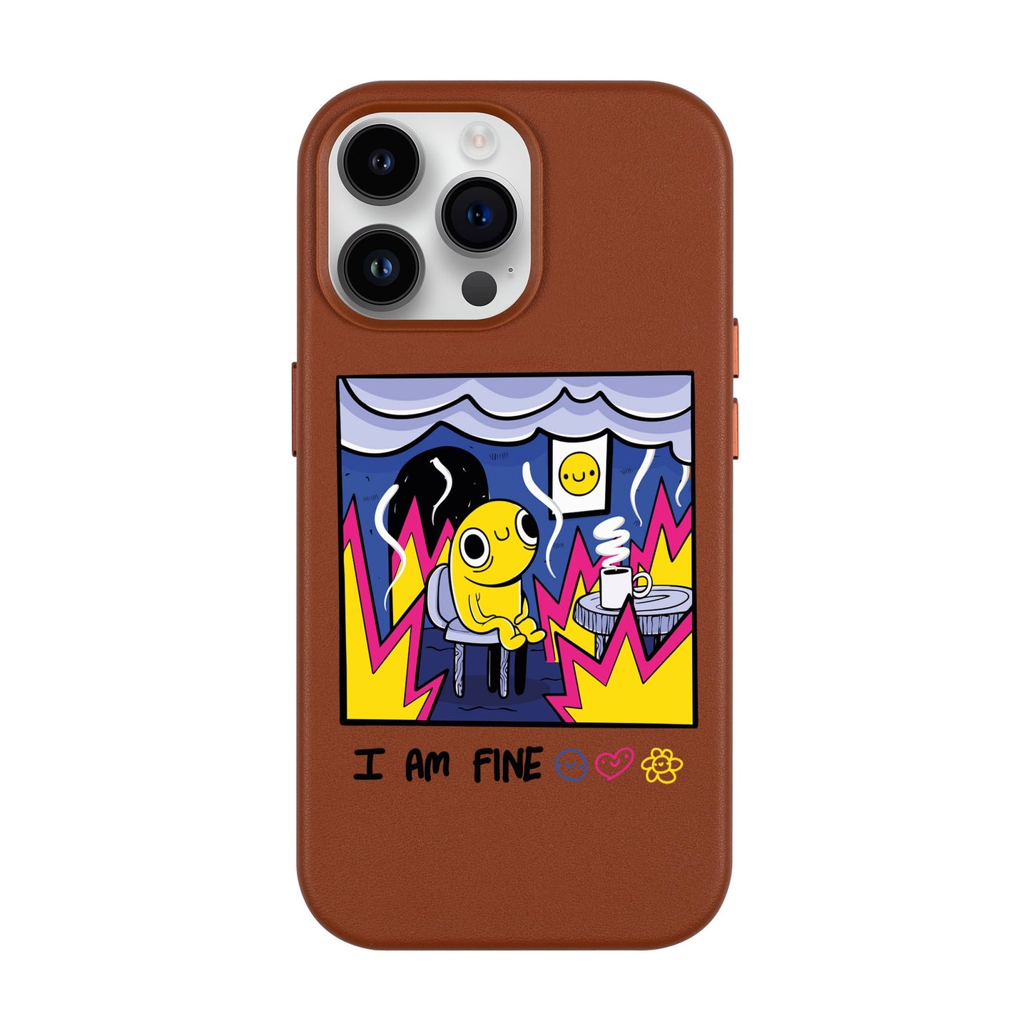 I AM FINE-iPhone 14 Pro Max Leather Kılıf MagSafe Özellikli
