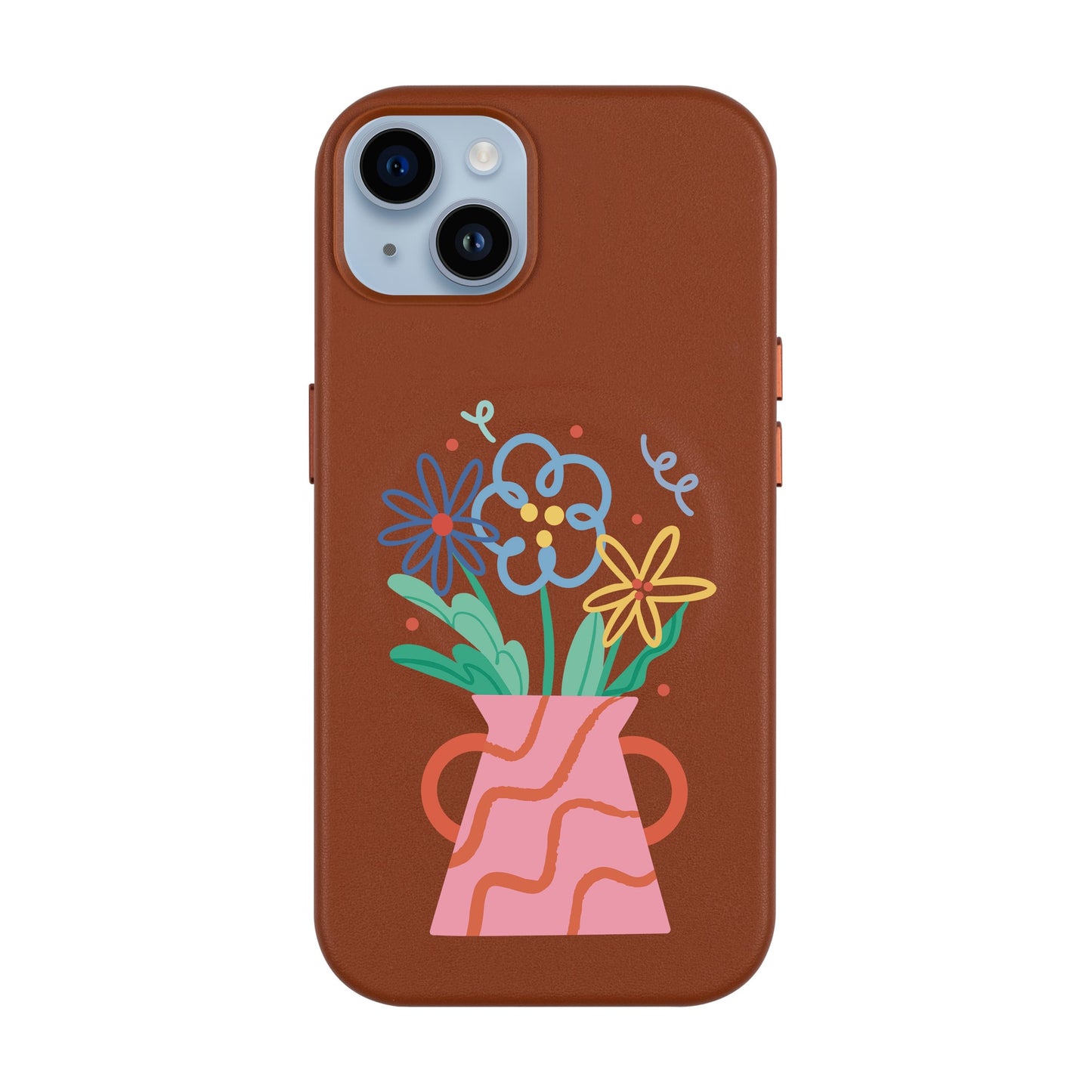 PINK VASE-iPhone 14 Plus Leather Kılıf MagSafe Özellikli