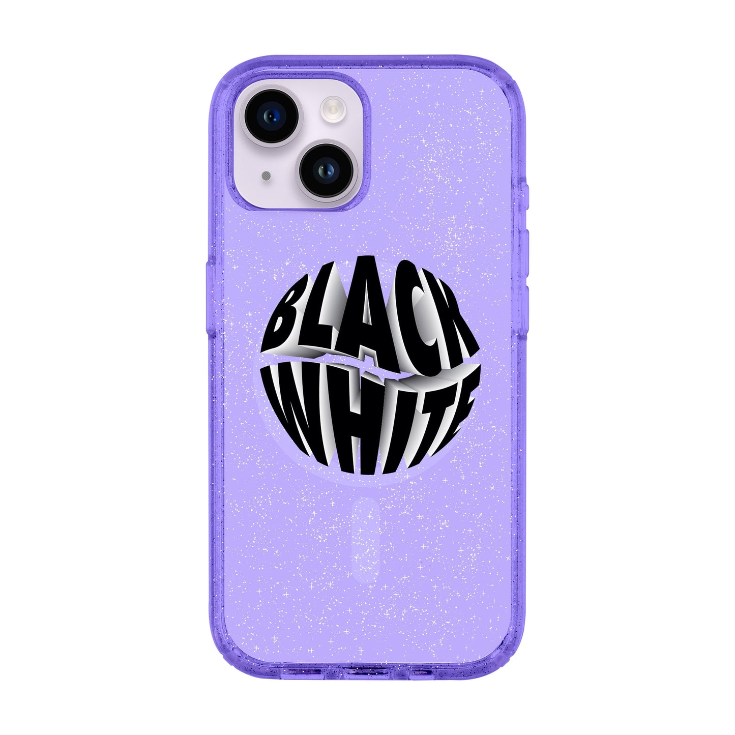 BLACK WHITE-iPhone 14 Shiny Kılıf MagSafe Özellikli