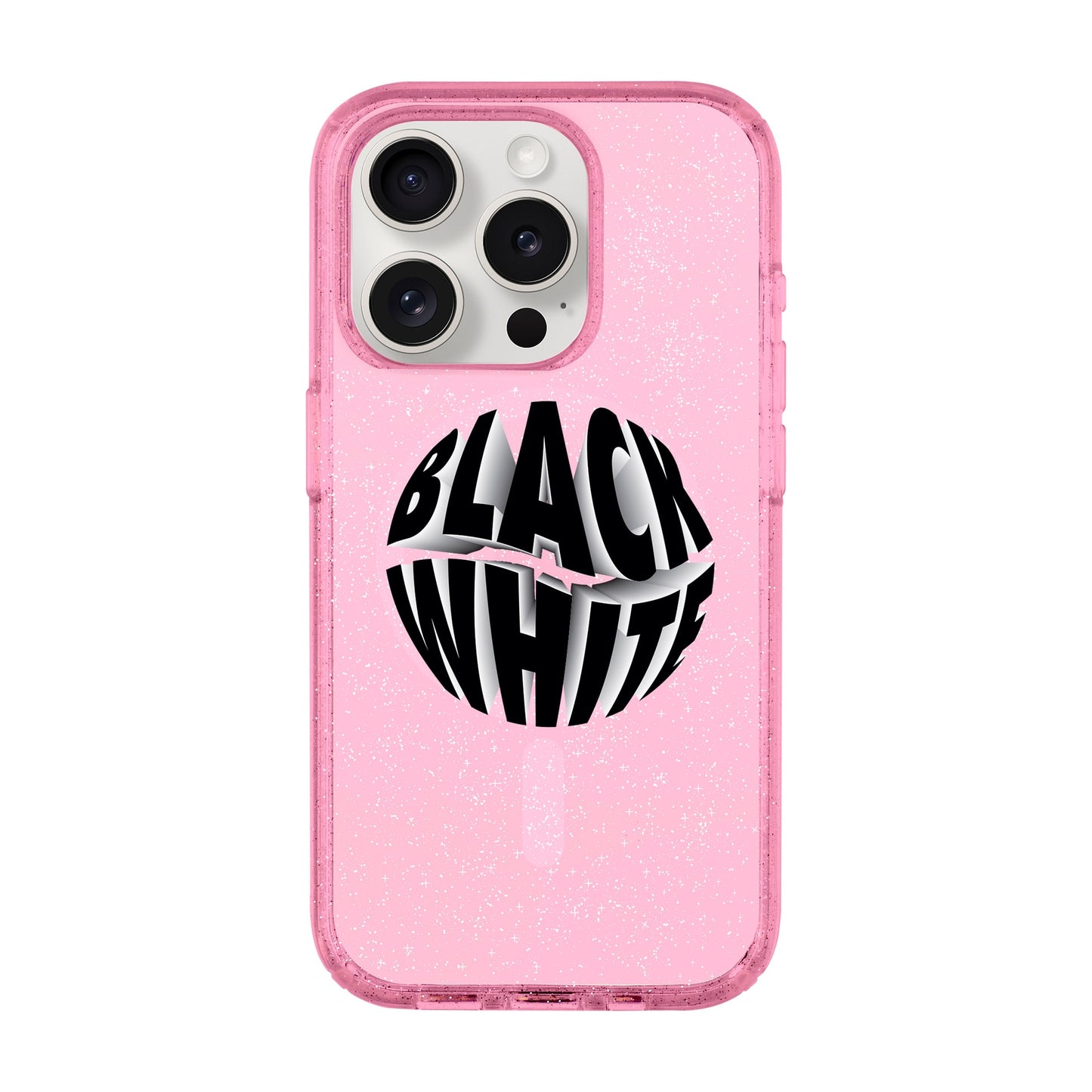 BLACK WHITE-iPhone 15 Pro Shiny Kılıf MagSafe Özellikli