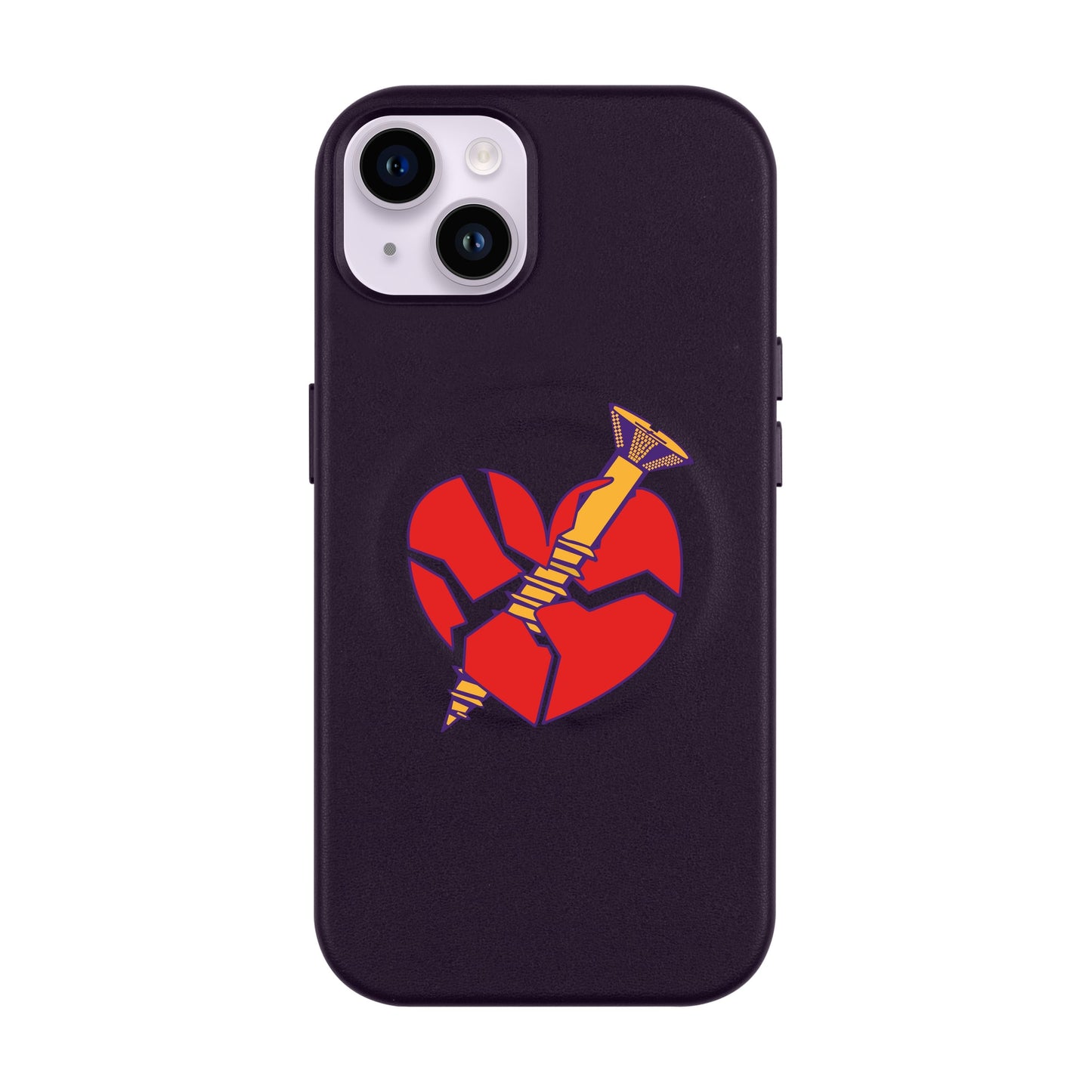 BROKEN HEART-iPhone 14 Plus Leather Kılıf MagSafe Özellikli