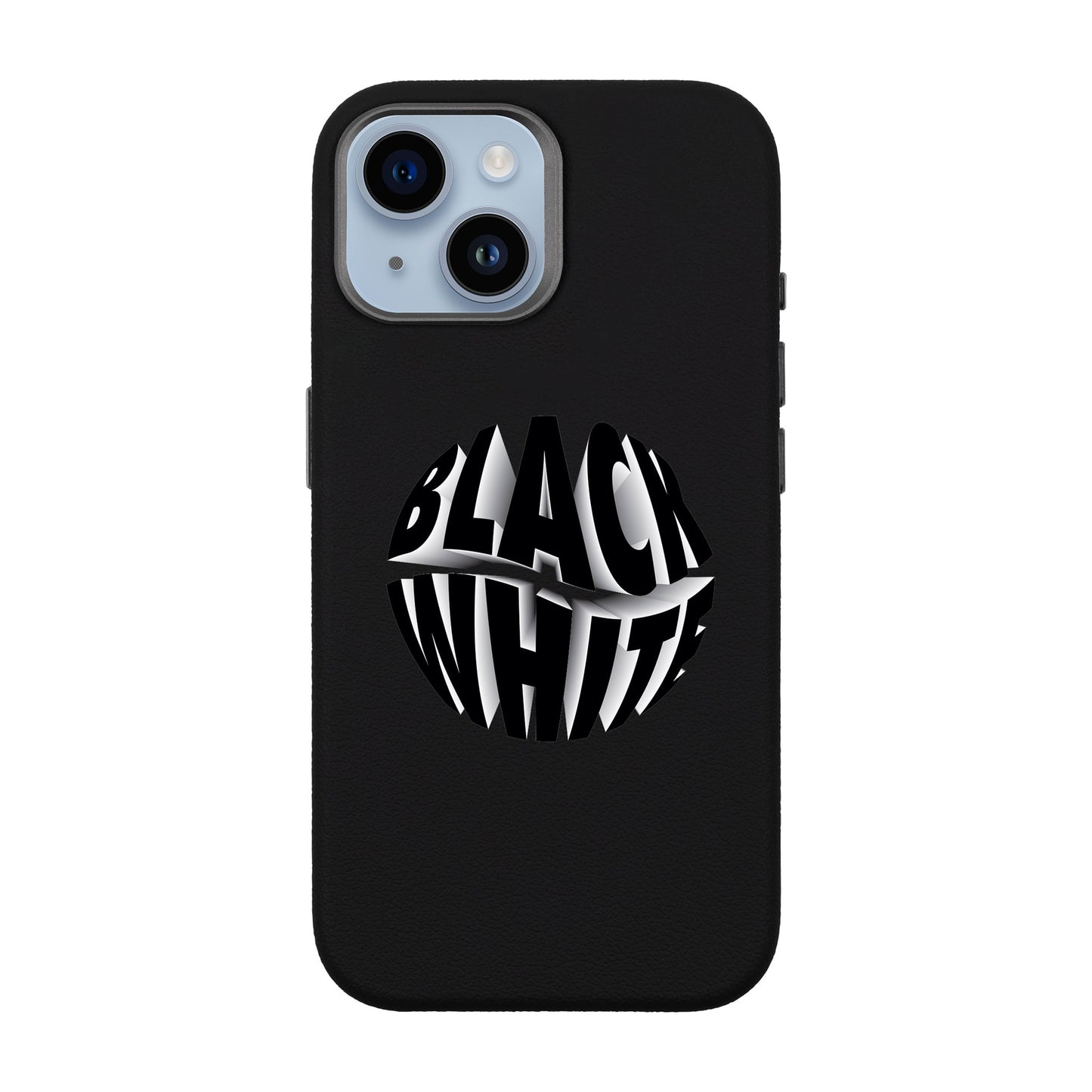 BLACK WHITE-iPhone 13 Leather Premium Kılıf MagSafe Özellikli