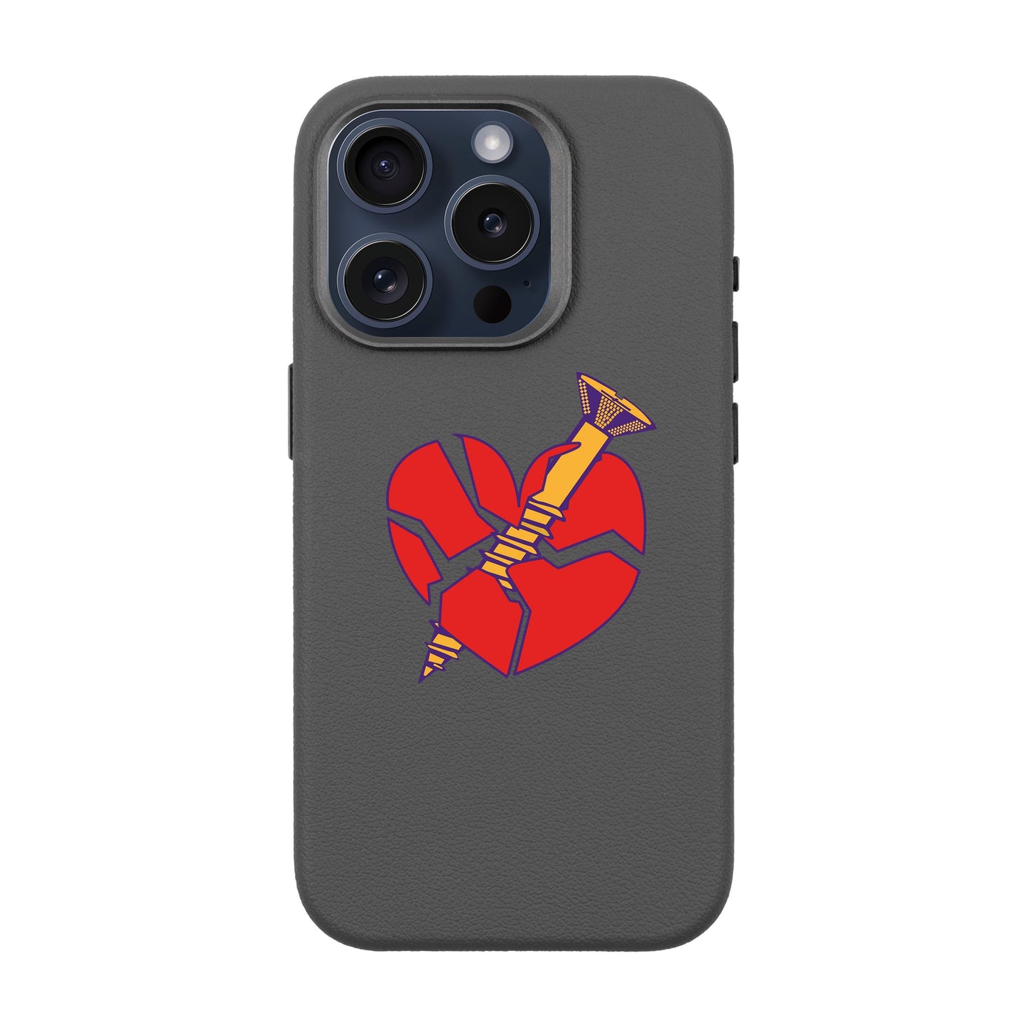 BROKEN HEART-iPhone 15 Pro Leather Premium Kılıf MagSafe Özellikli