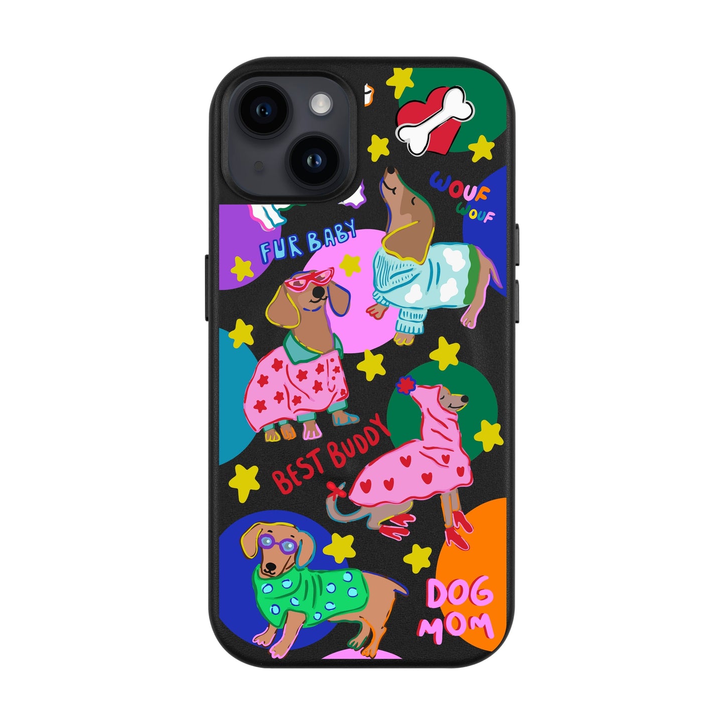 DOG MOM-iPhone 14 Plus Leather Kılıf MagSafe Özellikli