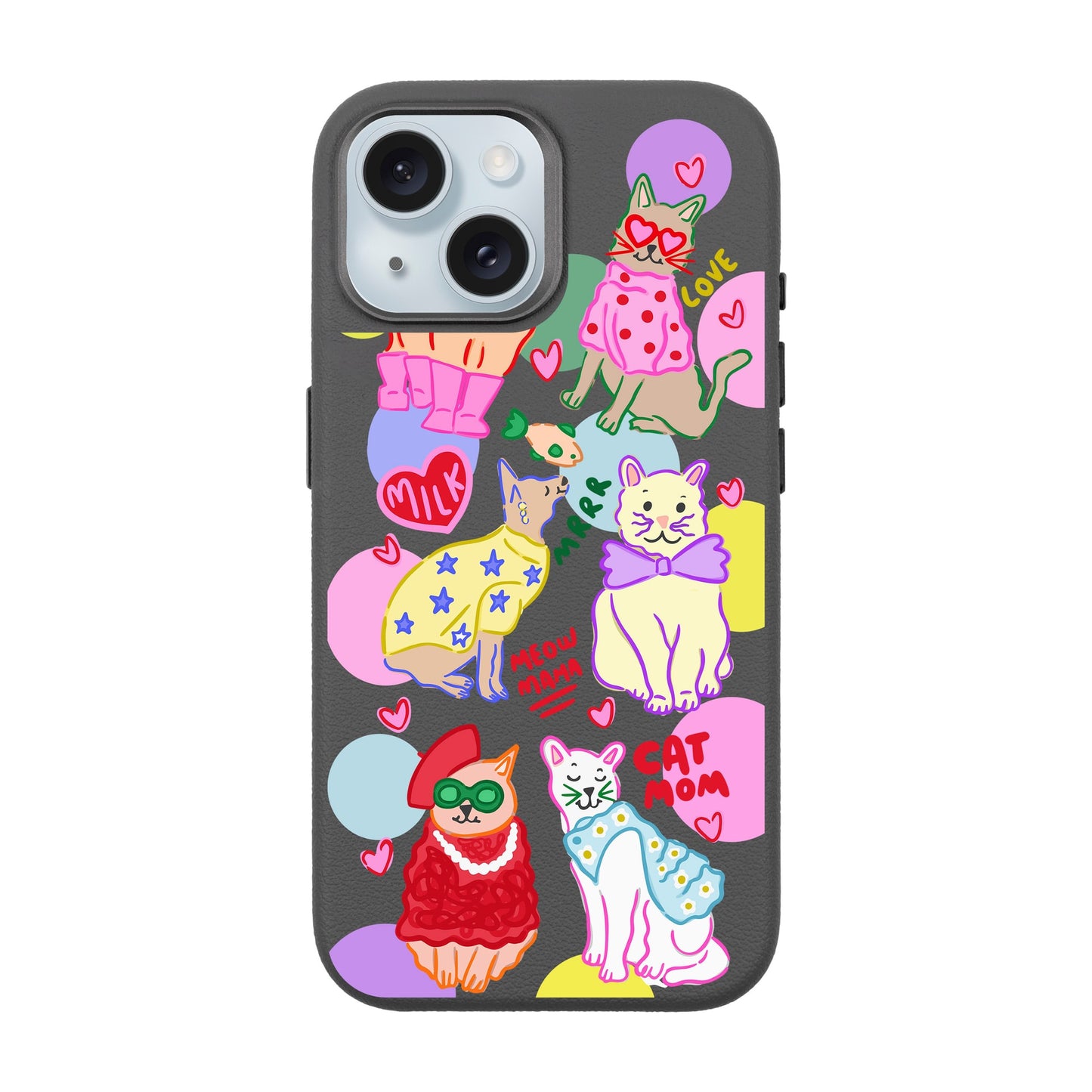 CAT MOM-iPhone 15 Leather Premium Kılıf MagSafe Özellikli