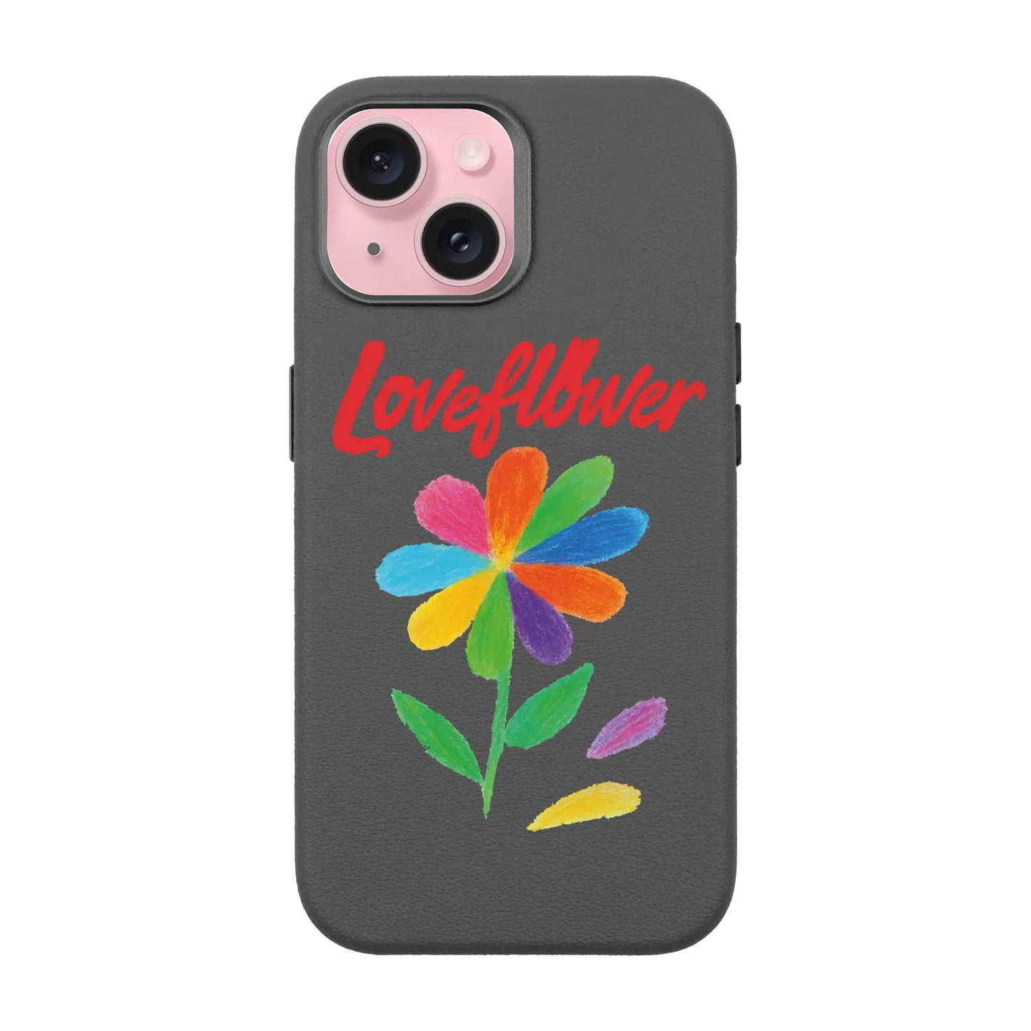 LOVE FLOWER-iPhone 15 Leather Premium Kılıf MagSafe Özellikli