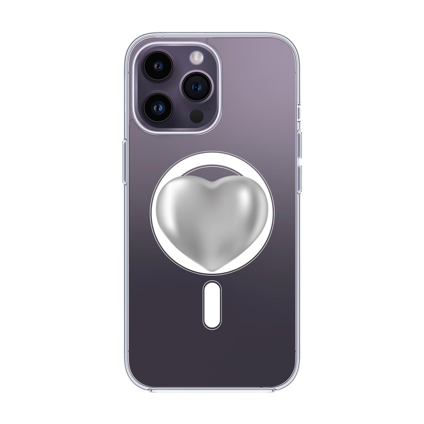 SILVER HEART-iPhone 14 Pro Max Solid Kılıf MagSafe Özellikli