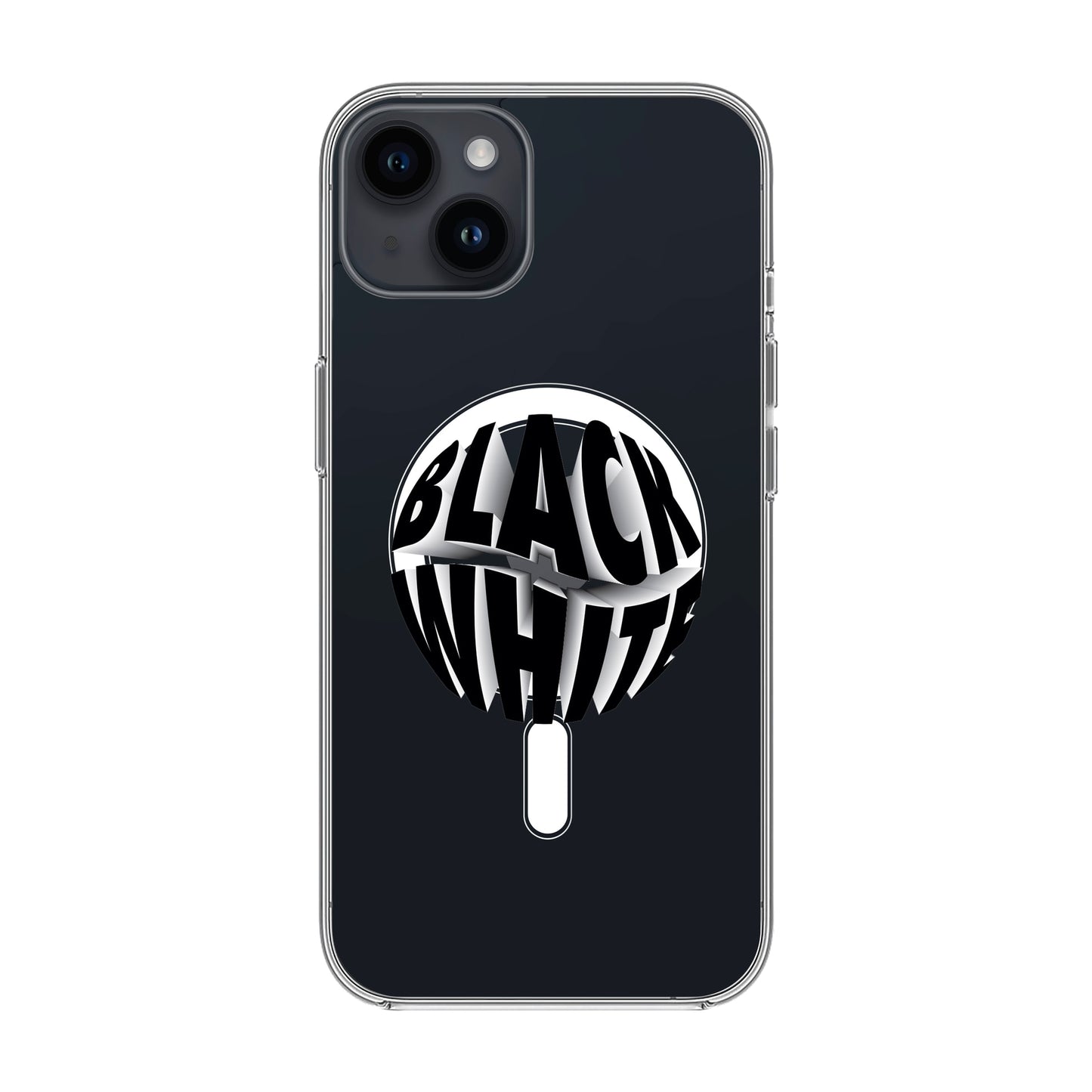 BLACK WHITE-iPhone 14 Plus Solid Kılıf MagSafe Özellikli