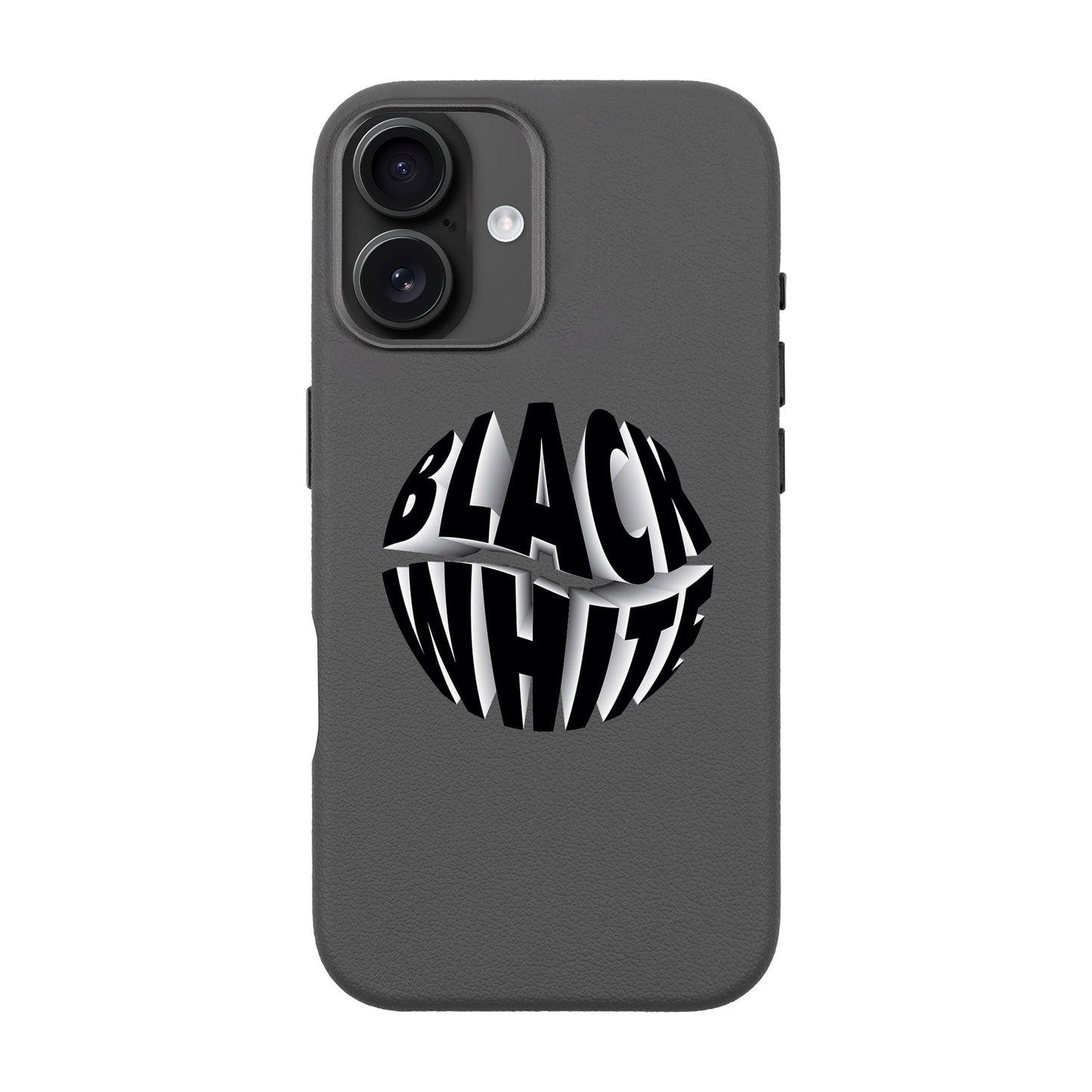 BLACK WHITE-iPhone 16 Leather Premium Kılıf MagSafe Özellikli