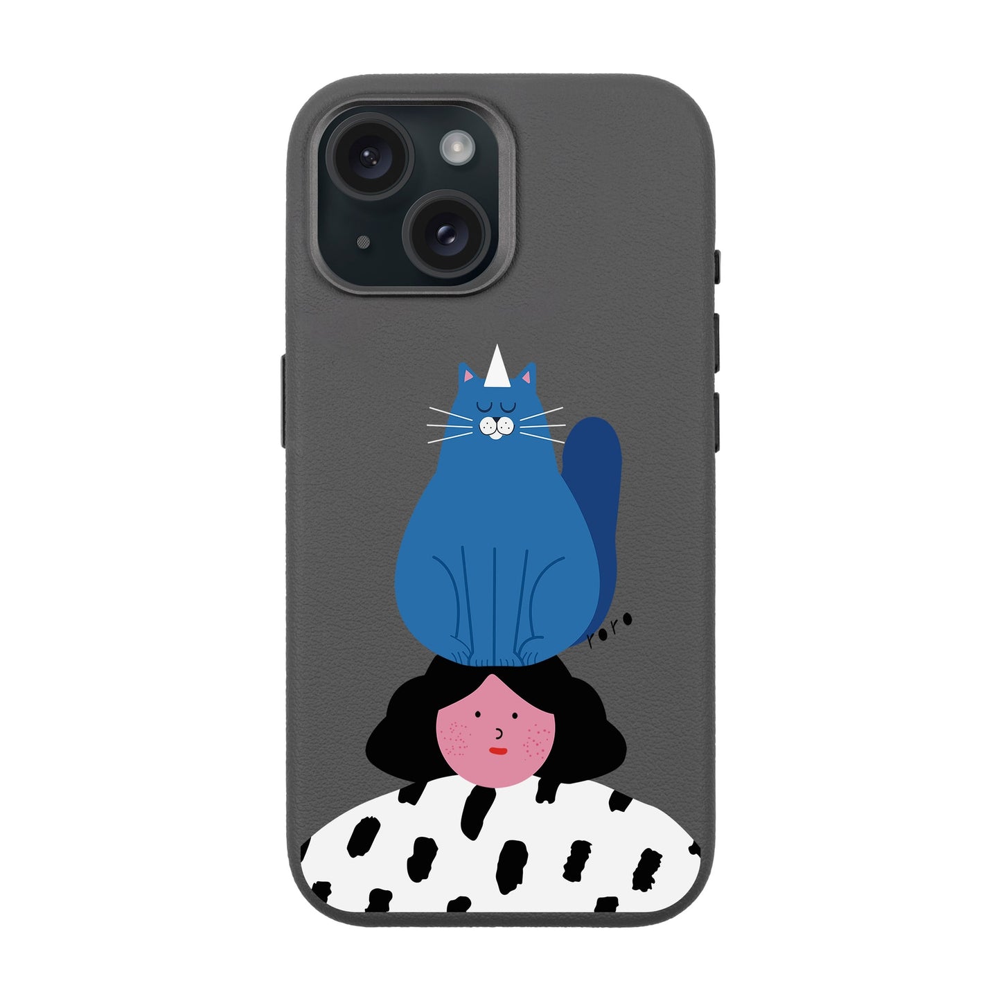 NAUGHTY CAT-iPhone 15 Leather Premium Kılıf MagSafe Özellikli