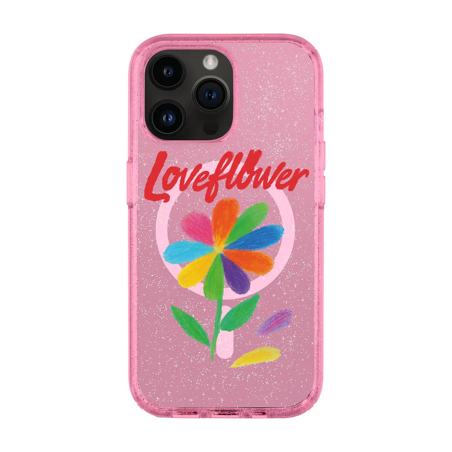 LOVE FLOWER-iPhone 14 Pro Max Shiny Kılıf MagSafe Özellikli