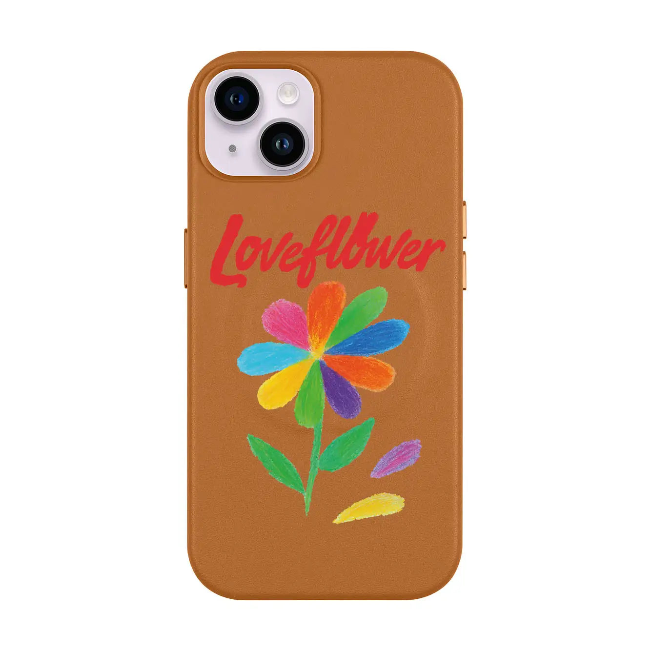 LOVE FLOWER-iPhone 14 Plus Leather Kılıf MagSafe Özellikli