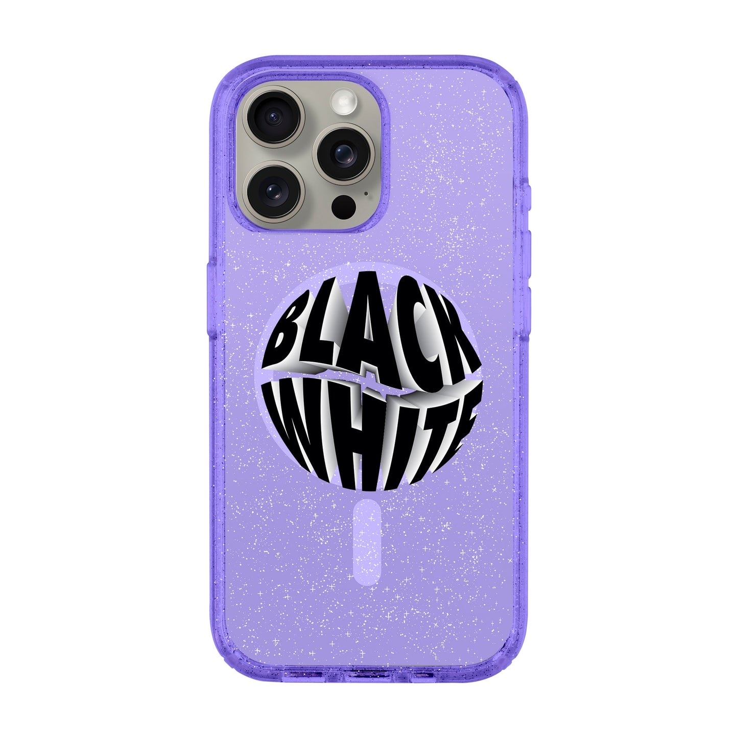 BLACK WHITE-iPhone 15 Pro Max Shiny Kılıf MagSafe Özellikli
